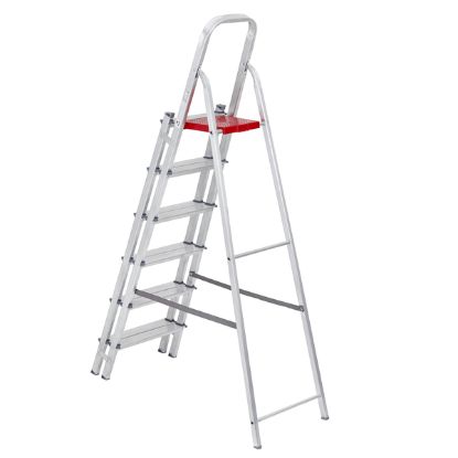 Imagem de Escada De Alumínio Dupla 6 Degraus Natural 120kg Reisam